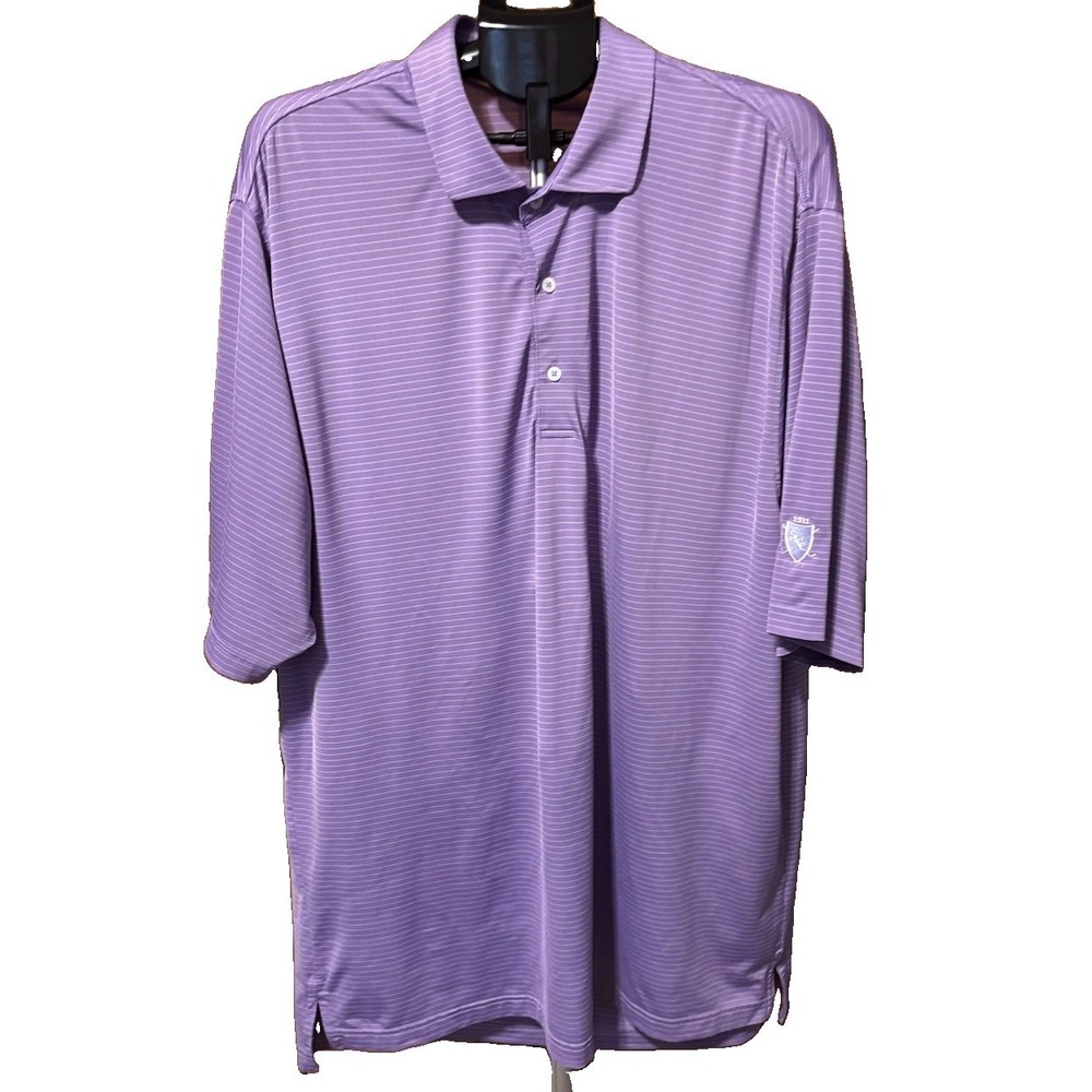 FENNEC Golf Polo Shirt Men XL Purple Stripe Performance Spring Lake Country Club